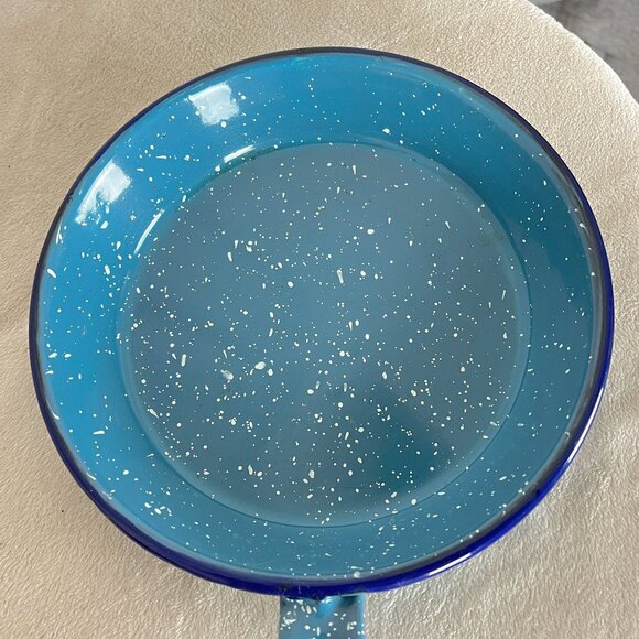 Robin Egg Blue Graniteware Enamelware Speckled Skillet Pan Vintage - Picture 3 of 5